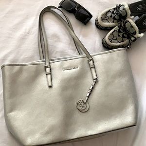 Silver Michael Kors tote